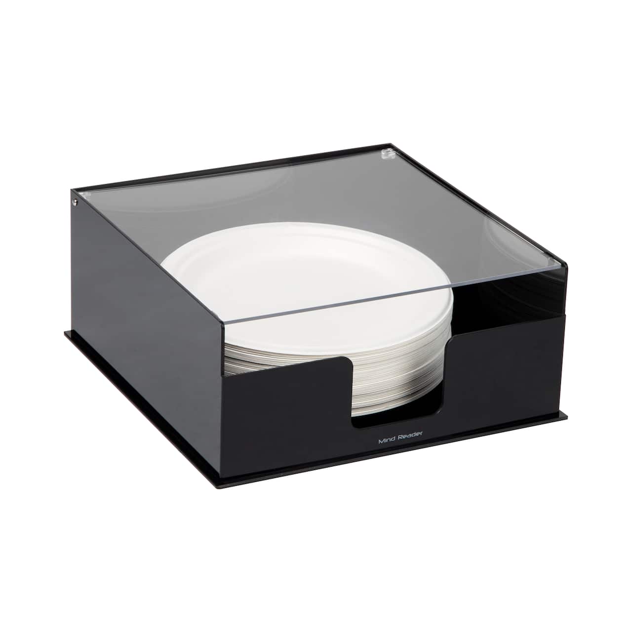 Mind Reader Foundation Collection Black Covered Plate Dispenser